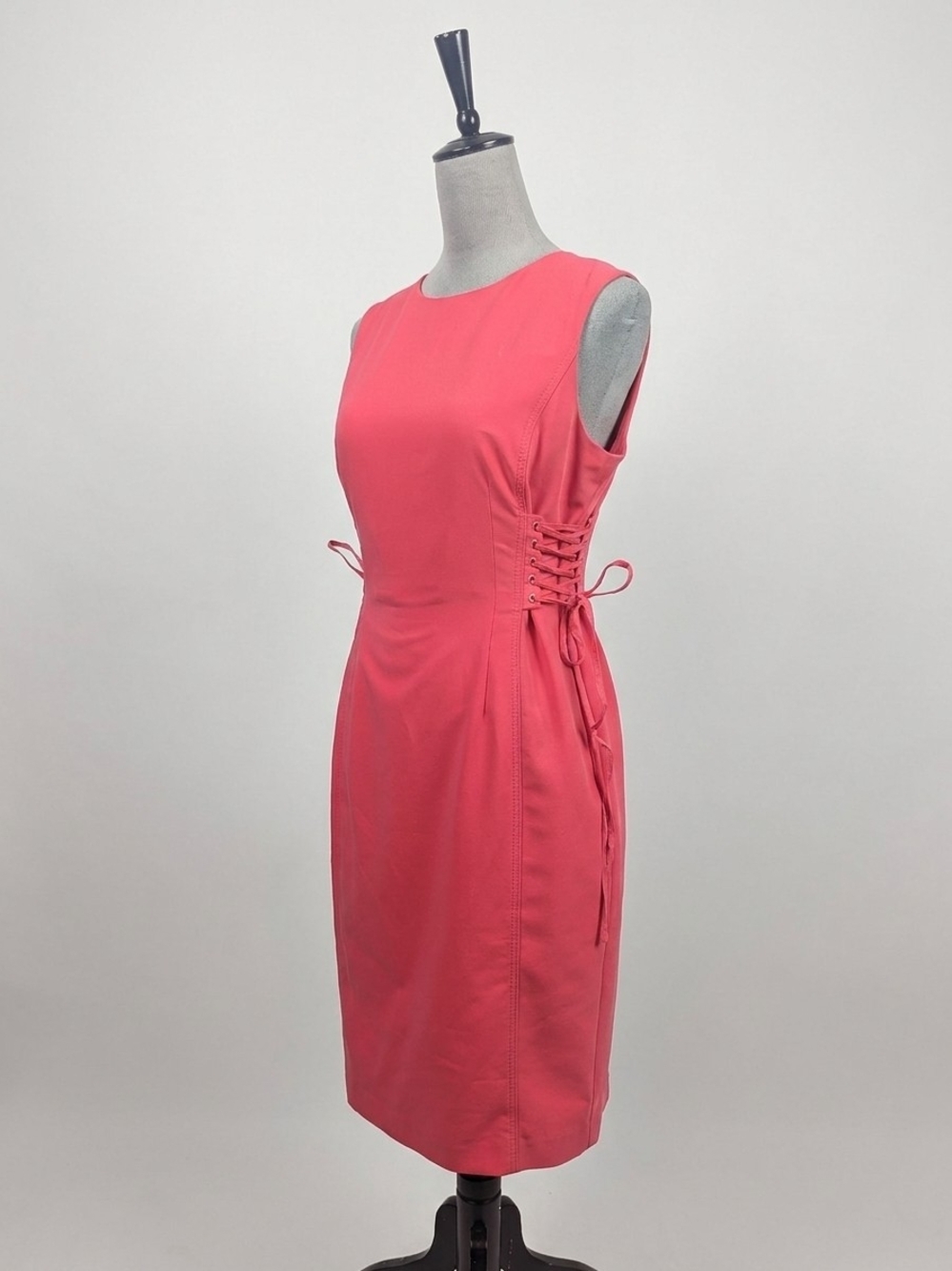 Calvin Klein Coral Sheath Dress with Side Lace-Up
